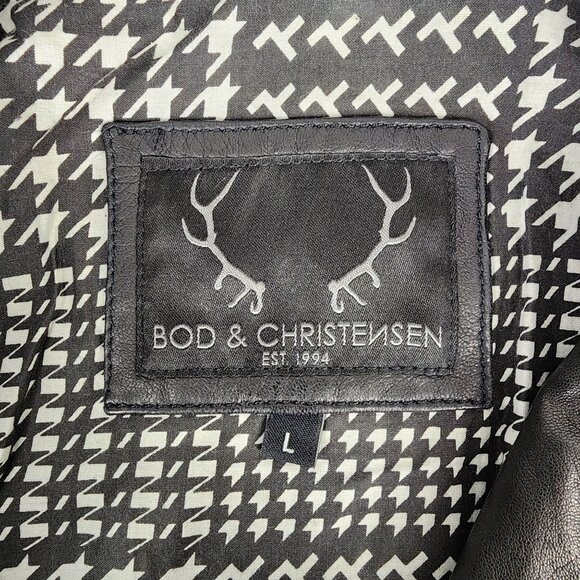 Bod & Christensen Women's Large Black Leather Jacket Moto Asymmetrical Full Zip‎ - Picture 2 of 11